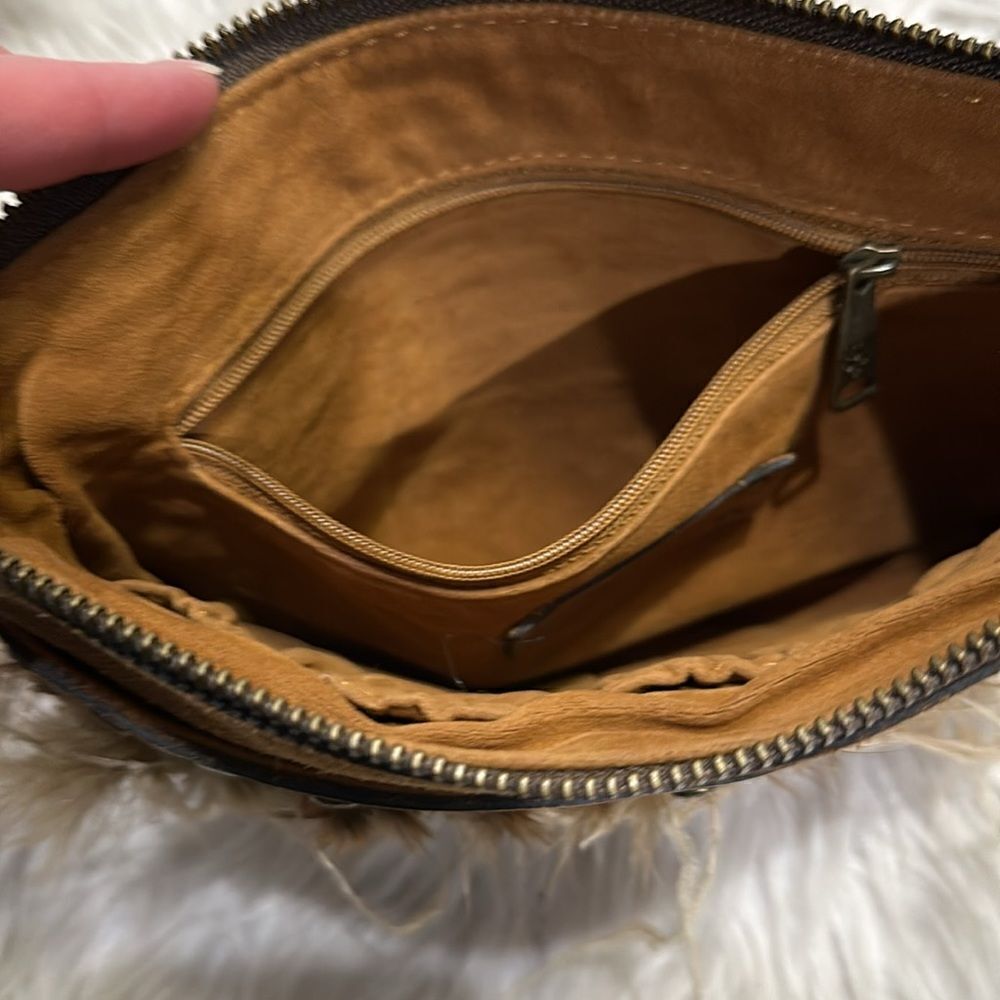 Patricia Nash Tan Suede and Leather Cassini Feather and Studded Wristlet - Picture 12 of 14